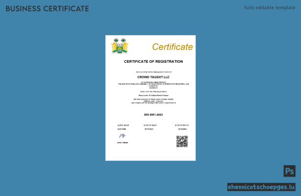 Beispiel für eine Geschäftsregistrierungsbescheinigung aus Sierra Leone (Word- und PDF-Datei)